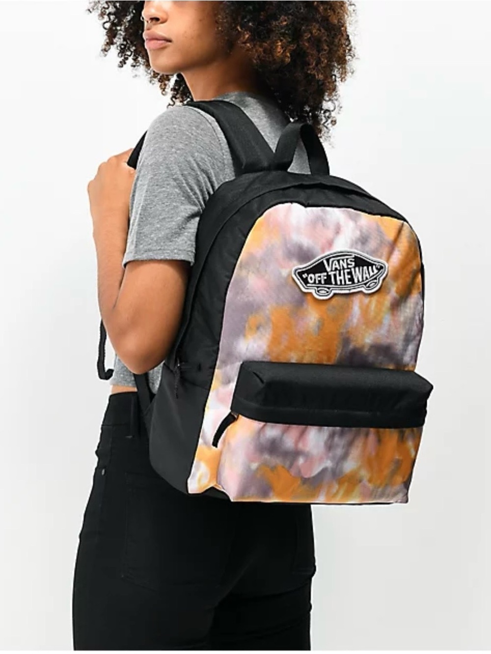 VANS Realm Golden Tie-Dye Backpack Black Off The Wall School Bag, Tie Dye